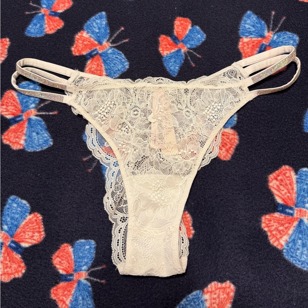 NWT/ BLING Victoria's Secret Lace Brazilian Panty